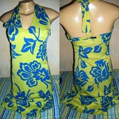 VESTIDO AMARELO COM AZUL